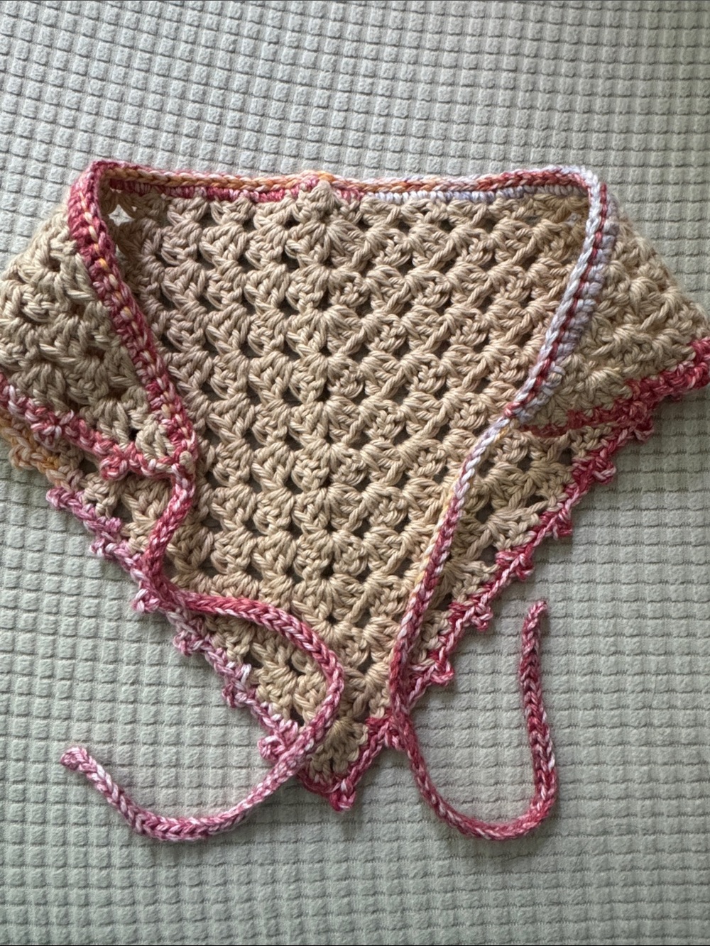 Handmade Crochet Bandana BOHO Cottage Core Festival 100 % Cotton